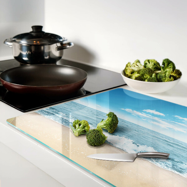 Schneidebrett Glas mit Motiv Strand und Meer