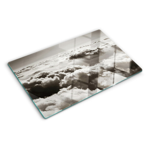 Glas-Schneidebrett mit Wolkenmuster in Grautönen