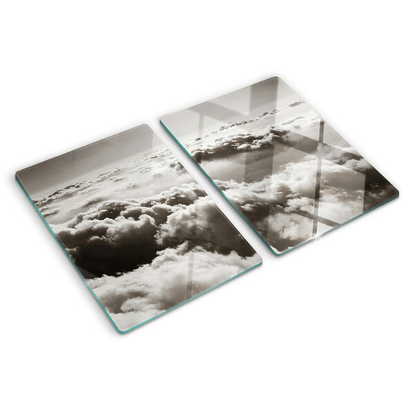 Glas-Schneidebrett mit Wolkenmuster in Grautönen
