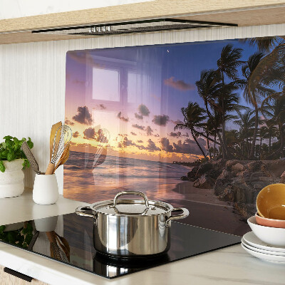 Schneidebrett mit Motiv 'Sonnenuntergang über dem Strand'