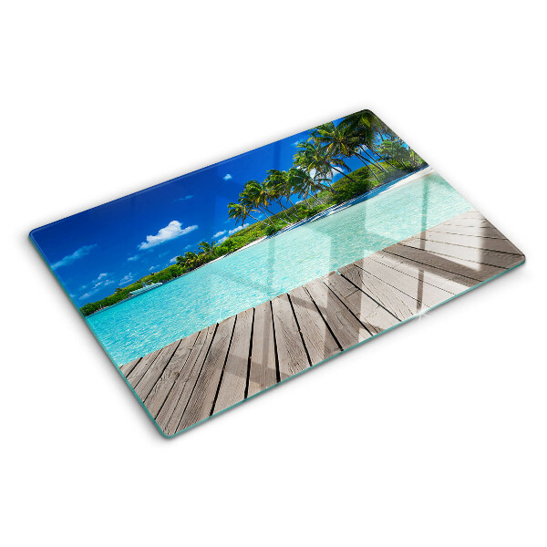 Schneidebrett glas Tropischer Strand mit Palmen