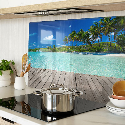 Schneidebrett glas Tropischer Strand mit Palmen