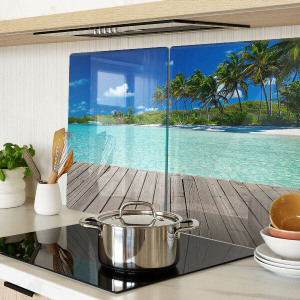 Schneidebrett glas Tropischer Strand mit Palmen