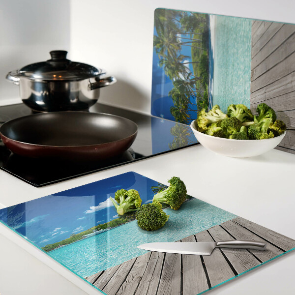 Schneidebrett glas Tropischer Strand mit Palmen