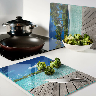 Schneidebrett glas Tropischer Strand mit Palmen