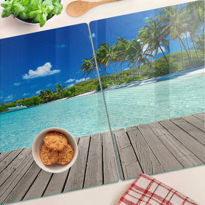 Schneidebrett glas Tropischer Strand mit Palmen