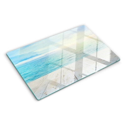 Glas schneidebrett Das Meer und der hölzerne Steg
