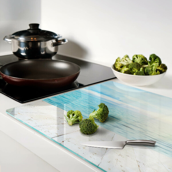 Glas schneidebrett Das Meer und der hölzerne Steg