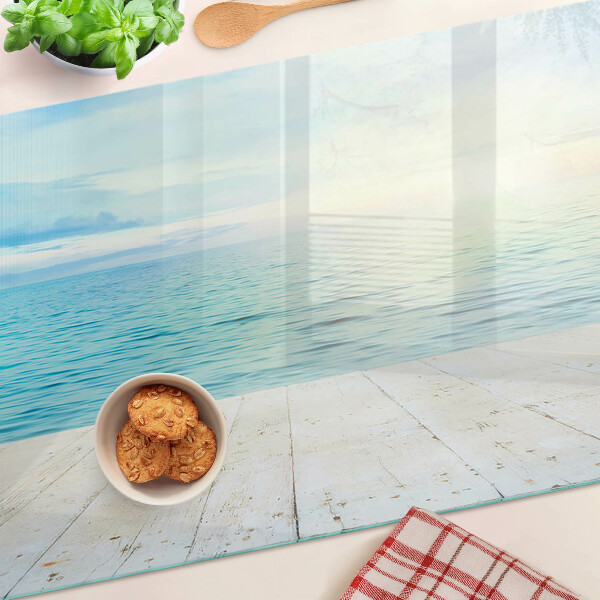 Glas schneidebrett Das Meer und der hölzerne Steg