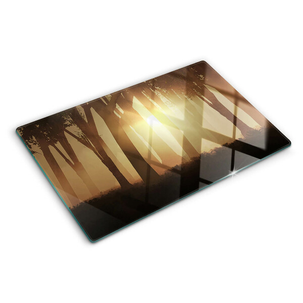 Schneidebrett mit Motiv »Sonnenuntergang im Wald«