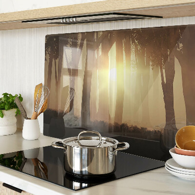 Schneidebrett Sonnenuntergang im Wald