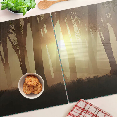 Schneidebrett mit Motiv »Sonnenuntergang im Wald«