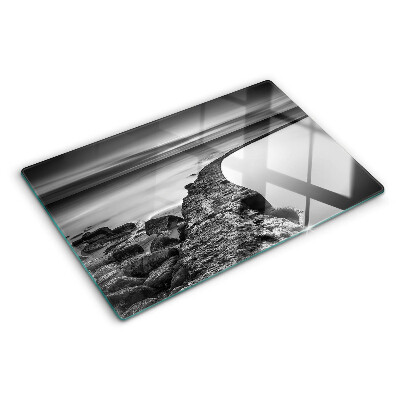 Schneidebrett glas Eine Küstenlandschaft in Grautönen