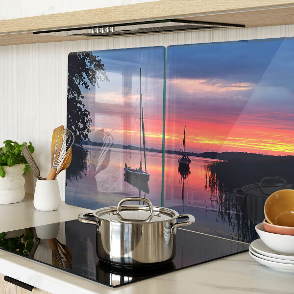 Schneidebrett glas Sonnenuntergang über dem See