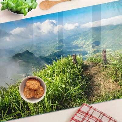 Schneidebrett glas Berglandschaft mit viel Grün