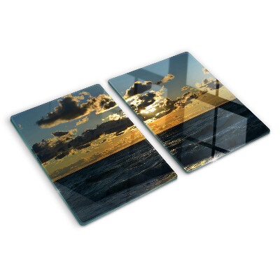Glas schneidebrett Sonnenuntergang über dem Meer