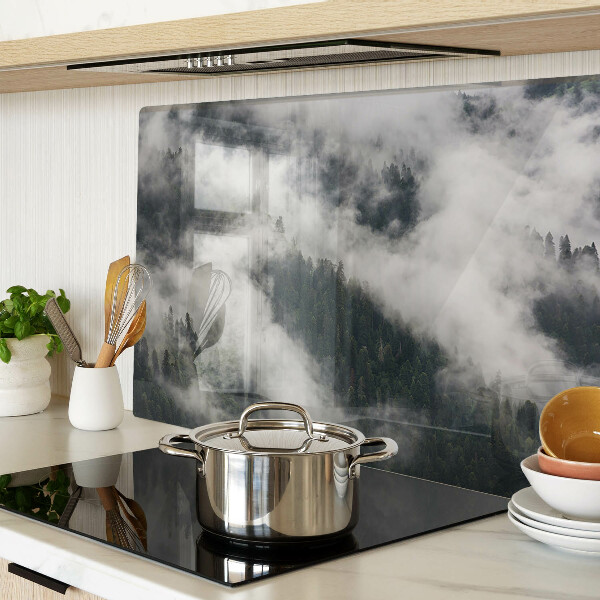 Schneidebrett Glas mit Motiv „Berge in den Wolken“