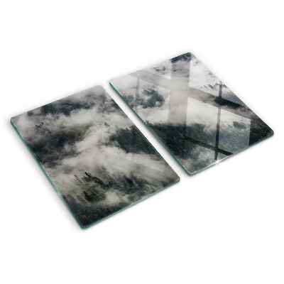Schneidebrett Glas mit Motiv „Berge in den Wolken“