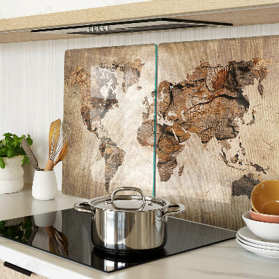 Schneidebrett Glas mit Motiv einer Vintage-Weltkarte