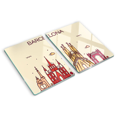 Schneidebrett Glas mit Motiv „Barcelona und seine Architektur“