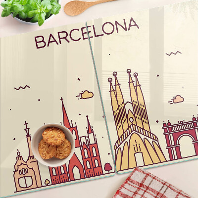 Schneidebrett Glas mit Motiv „Barcelona und seine Architektur“