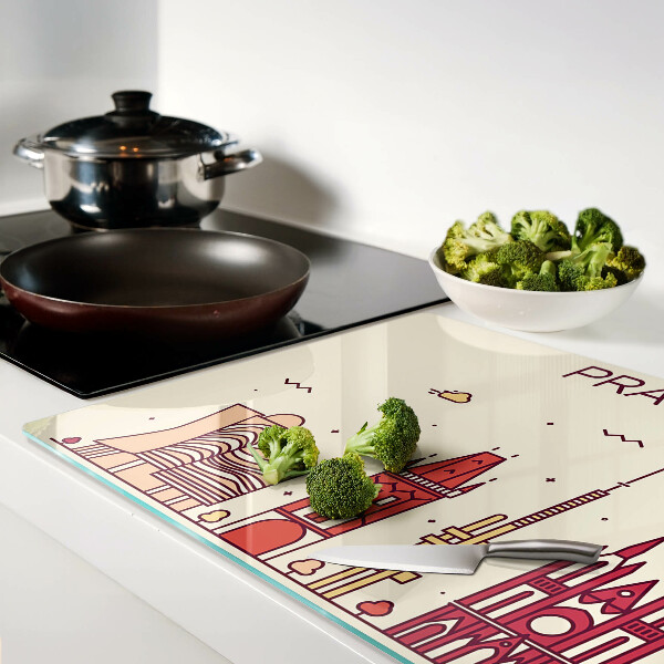 Schneidebrett mit Motiv der Stadtansicht von Prag