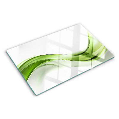 Schneidebrett Glas mit grünem abstraktem Wellenmuster