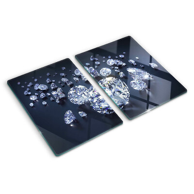 Glas-Schneidebrett mit Kristall- und Diamantenmotiv