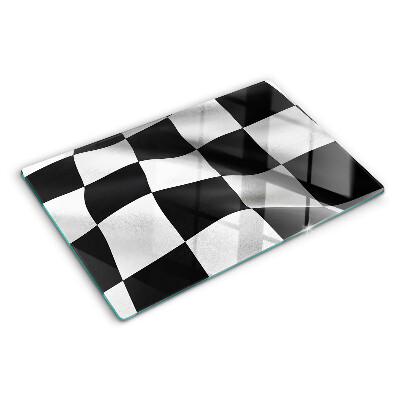 Schneidebrett Glas mit Schachbrettmuster in Schwarzweiß
