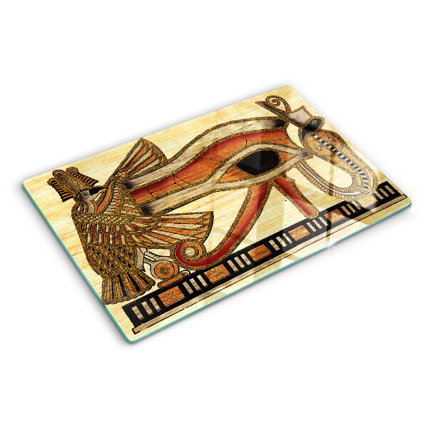 Schneidebrett Glas mit ägyptischem Hieroglyphenmotiv