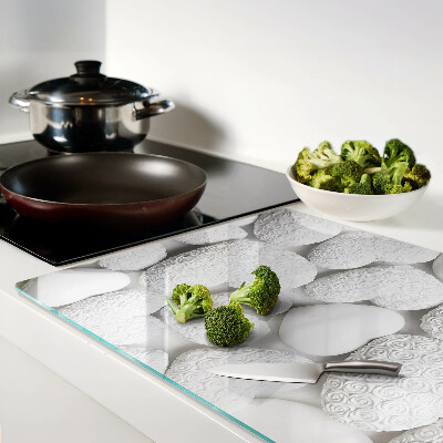 Schneidebrett glas Weiße Herzen mit einem Muster