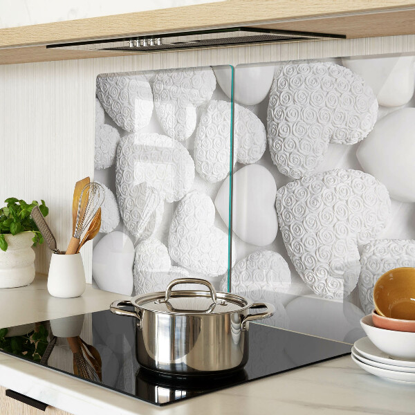 Schneidebrett glas Weiße Herzen mit einem Muster