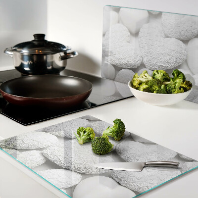 Schneidebrett glas Weiße Herzen mit einem Muster