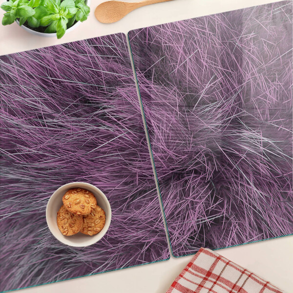 Glas-Schneidebrett mit lila Fellüberzug