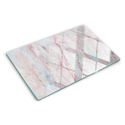 Schneidebrett Glas mit Marmormuster in Rosatönen