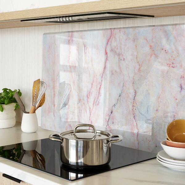 Schneidebrett Glas mit Marmormuster in Rosatönen