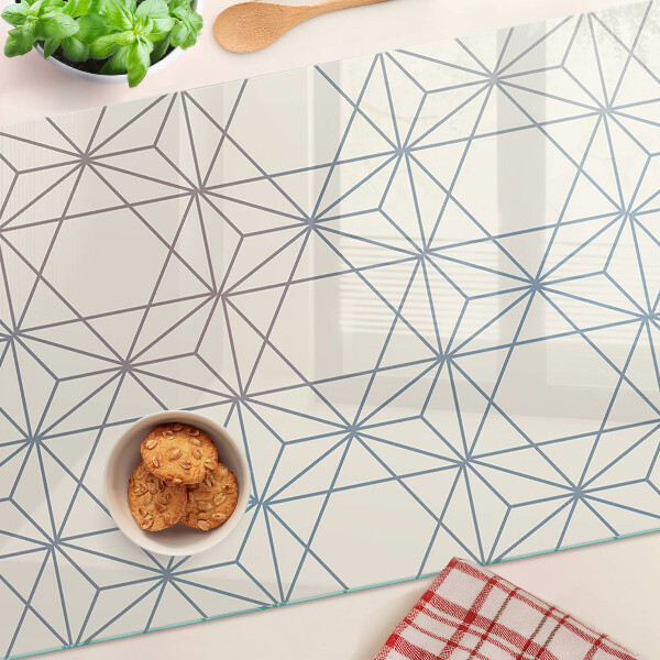 Glas schneidebrett Geometrie mit Dreiecken und Linien