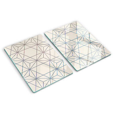 Glas schneidebrett Geometrie mit Dreiecken und Linien