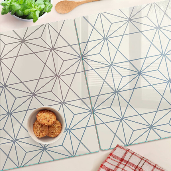 Glas schneidebrett Geometrie mit Dreiecken und Linien