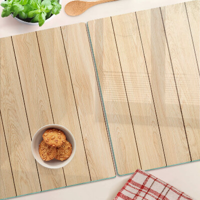 Schneidebrett Glas mit hellfarbiger Holzoptik