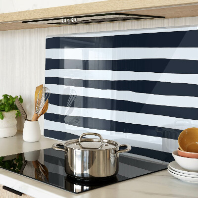 Glas Schneidebrett mit vertikalen Streifen in Marineblau und Weiß