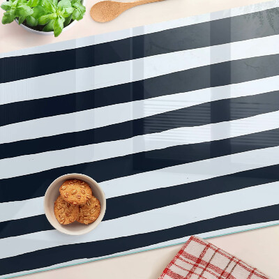 Glas schneidebrett Vertikale Streifen in Marineblau und Weiß