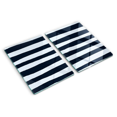 Glas Schneidebrett mit vertikalen Streifen in Marineblau und Weiß