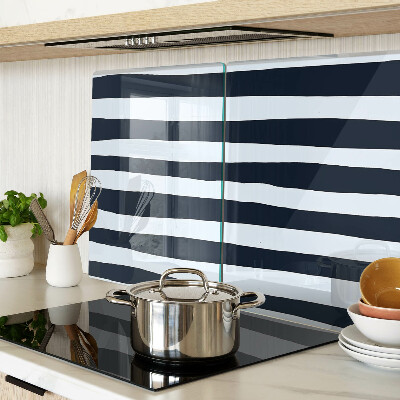 Glas Schneidebrett mit vertikalen Streifen in Marineblau und Weiß