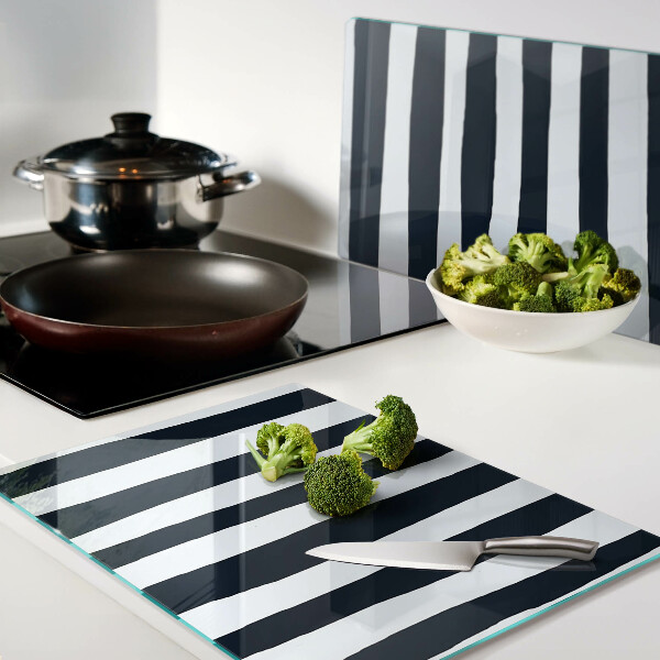 Glas schneidebrett Vertikale Streifen in Marineblau und Weiß