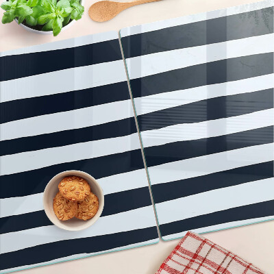 Glas Schneidebrett mit vertikalen Streifen in Marineblau und Weiß