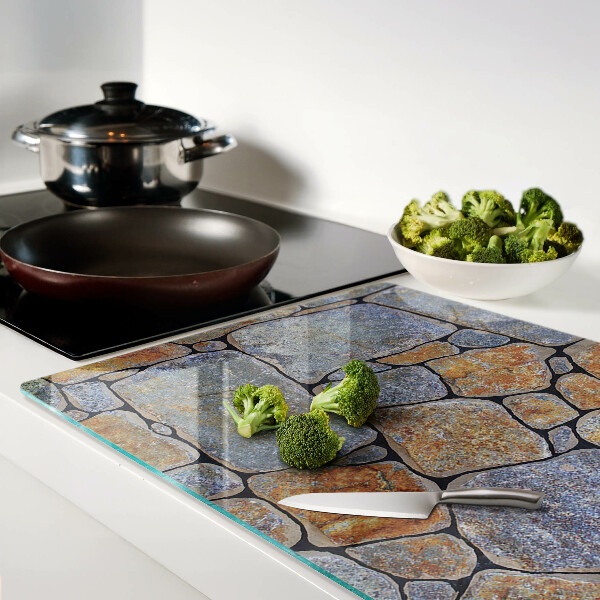 Glas-Schneidebrett mit Steinmuster und strukturierter Oberfläche