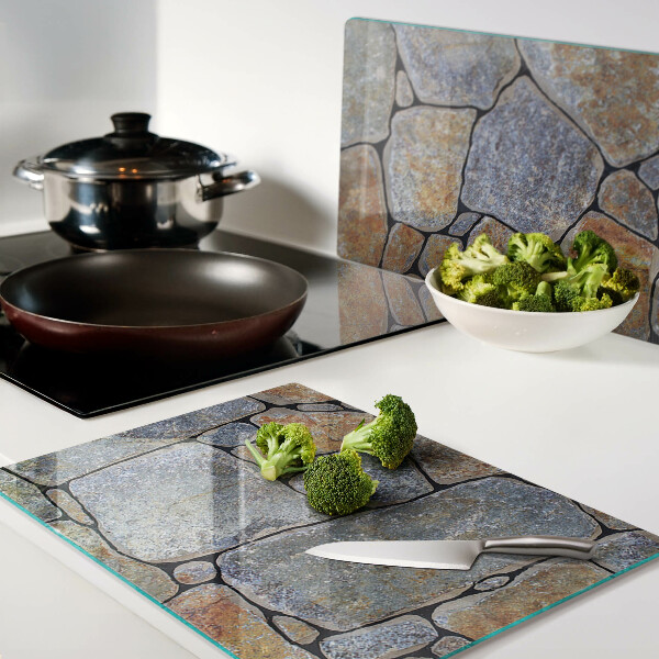 Glas-Schneidebrett mit Steinmuster und strukturierter Oberfläche