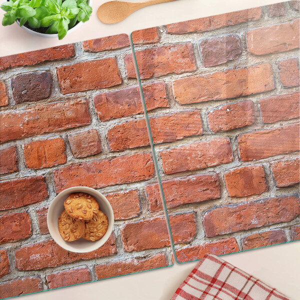 Schneidebrett Glas mit Ziegelmauer-Motiv