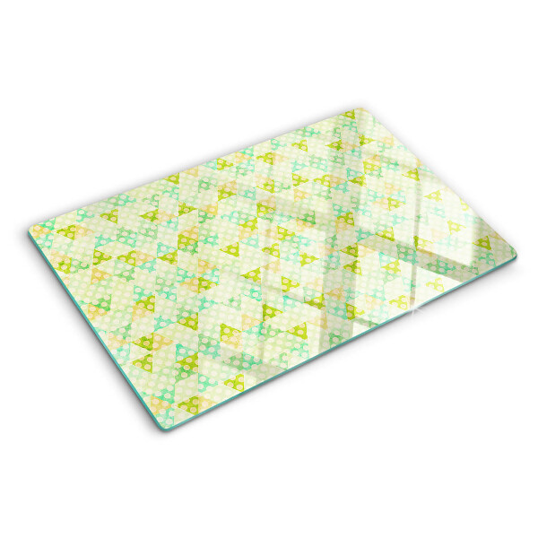 Schneidebrett Glas mit geometrischem Pastellmuster